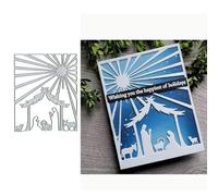 Christmas Nativity Scene Metal Die Cuts,Merry Christmas Sunshine Ray Cutting Dies Cut Stencils DIY Scrapbooking Decorative Embossing Paper Scrapbooking Card Making