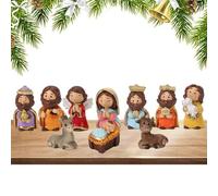 Christmas Nativity Scene - Nativity Scene Christmas Nativity Scene Decorations | 10 Small Nativity Figurines, Jesus Collectible Decorations with Virgin Mary Statue for Boys9.45x5.12x4.33