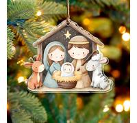 Christmas Nativity Scene Ornament 2025, Cute Holy Family 3.54" Acrylic Ornament, Baby Jesus Ornaments for Family Christmas Tree Decorations - Catholic Religious, Christian Gifts for Women, Friends