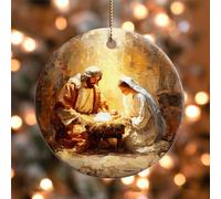 Christmas Nativity Scene Ornament 2025, Holy Family Oil Painting Effect Ceramic Ornament, Baby Jesus Ornaments for Family Christmas Tree Decor - Catholic Religious, Christian Gifts for Women, Friends
