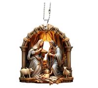 Christmas Nativity Scene Ornament, 2D Acrylic Flat Birth Jesus Christ Hanging Ornament, Religious Christian Vintage Birth Of Jesus Christmas Tree Decoration Home Decor (A)