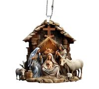 Christmas Nativity Scene Ornament | 2D Acrylic Flat Birth Jesus Christ Hanging Ornament | Religious Christian Vintage Birth Of Jesus Christmas Tree Decoration
