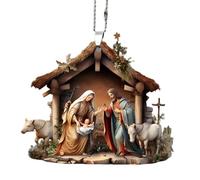 Christmas Nativity Scene Ornament | 2D Acrylic Flat Birth Jesus Christ Hanging Ornament | Religious Christian Vintage Birth Of Jesus Christmas Tree Decoration