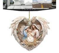 Christmas Nativity Scene Ornaments, 2D Acrylic Christian Tree Decoration, Nativity Scene Christmas Decorations Christian Ornament for Christmas Tree