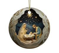 Christmas Nativity Scene Ornaments | 2D Acrylic Religious Christmas Decorations - Birth of Jesus Christmas Country House Style Decoration - For Home Car Rear View Mirror Window Wall and Mantle On