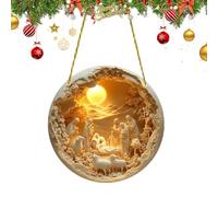 Christmas Nativity Scene Ornaments - Acrylic Holy Family Figurine, Miniature Jesus Birth Pendant, Bethlehem Manger Decoration, Faith-Based Religious Hanging Display | Holiday Christian HomeCelebration