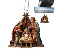 Christmas Nativity Scene Ornaments,Christmas Nativity Scene Ornaments | The Birth of Jesus Decor,Nativity Scene Christmas Tree Decoration, 3D Acrylic Nativity Scene Pendant, Decorative Ornament