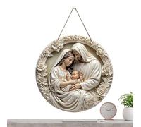 Christmas Nativity Scene Ornaments,Round Holiday Keepsake | The Birth Of Jesus Decor,for Indoor Window Bedroom Living Room Door Front Door