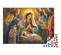 Christmas Nativity Scene Premium 1000 Piece Jigsaw Puzzle for AdultsNativity Scene Three Kings Mary Baby Jesus Thick Sturdy Vibrant Challenging Stress Relief Game 52x38cm/1000pcs