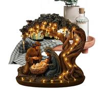 Christmas Nativity Scene, Religious with Lights, Christmas Decoration with and Nativity Scene, for Indoor Use, Desk, Table, Fireplace, Bedroom, Living Room, Office, Farmhouse, Holiday Party