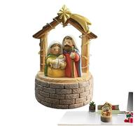 Christmas Nativity Scene, Resin Christmas Decor with LED Light, Nativity Statue Collectible Figurines Table Decor, for Table Shelf Fireplace Bedroom Living Room Office Dorm Winter