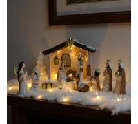 Christmas Nativity Scene Set - 14-Piece Nativity Set with Light-up Manger | For Nativity Scene Indoor Use, The Holy Birth Story Figures - Christian Christmas Decorations & Figures (Classic)