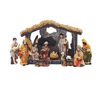 Christmas Nativity Scene Set, Christmas Nativity Scene Decoration, Resin Christmas Crib Nativity Figures Tabletop Ornaments, Holy Family Baby Jesus Manger Statue for Church School Christmas Home Decor