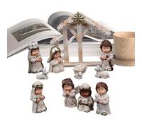 Christmas Nativity Scene Set, Resin Nativity Figures - Miniature Christmas Figures for Counter | 12 Sets Christmas Cribs Collectible, Religious Holiday Collection, Dec