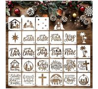 Christmas Nativity Scene Stencil Christian Reusable Drawing Bible Stencils for Painting on Wood Crafts Cookie Canvas Shirts Ornament (26 Christmas 3in)
