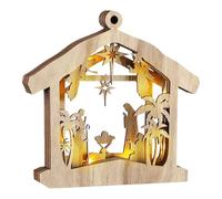 Christmas Nativity Scene with Figures, Christmas Nativity Scene LED Table Top LED Illuminated Wood Christmas Decoration Light Arch Christmas Figure Battery Operated Christmas Nativity Scene