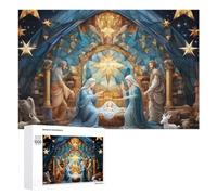 Christmas Nativity Scene with Stars Decorative Jigsaw for Grown-Ups, 1000 PCS - New Year Decoration; for Shared Table Time