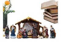 Christmas Nativity Set 12 Pieces | Religious Figures of the Birth of Jesus in Resin - Decorative Figurines of the Catholic Catholic Crib for Home and Fireplace as Christmas Ornament for Christmas