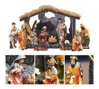 Christmas Nativity Set | Traditional Birth of Jesus Christ Scene | Resin Hand-Painted Figurine Set | Religious Manger Statue for Church Decoration