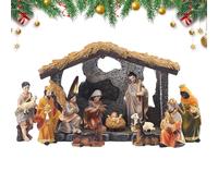 Christmas Nativity Sets, Traditional Resin Christmas Nativity Set With Stable Jesus Manger Crib, Mini Nativitys Set Figurines For Christian Home Decor Indoor Bedroom Living Room Office School Holiday