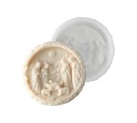Christmas Nativity Silicone Molds,Birth of Jesus Chocolate Moulds - 3D Round Easy Release Silicone Craft Christmas Mold for Resin Fondant Gypsum Plaster Wax Soap Chocolate Crafting Projects DIY Art De