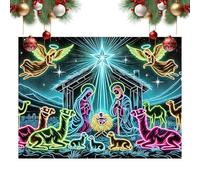 Christmas Nativity Tapestry,6x7.5ft UV-Reactive Christmas Holiday Decor - Glow in the Dark Festive Backdrop,for College Students Party Planners Office Nursery Bedroom Dormitory Living Room
