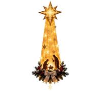 Christmas Nativity Wall Decoration, Battery Operated Hanging Light | Hollow Carved Star Christmas Decorations Indoor for Wall Fireplace Window, Winter Party Home Decor