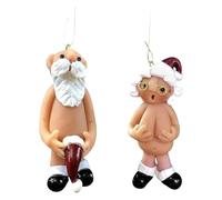 Christmas Naughty Santa Ornaments A Couple Naked Santa Claus Christmas Ornament Decorations Stocking Cap Santa Ornament Party Gifts (5cm, Man+Woman)