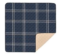 Christmas Navy Blue Plaid Pattern Soft Padded Baby Play Mat for Indoor Outdoor Washable Tummy Time & Crawling Mat for Baby Kids Toddlers Infants, 50'' x 50''