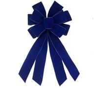 Christmas Navy Blue Velvet Wreath Bow for Front Door Decor, 20 x 11 Inches Large Festival Bows Winter Farmhouse Bow Wedding Tree Topper Ornament Bow for Wreath Home Decorations