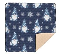 Christmas Navy Blue White Gnome Snowflake Soft Thick Baby Playmat for Floor Washable Baby Kick Crawling Mat for Baby Kids Toddlers Infants, 50'' x 50''