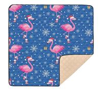 Christmas Navy Blush Flamingo Christmas Elements Soft Thick Baby Playmat for Floor One-Piecing Infant Play Mat for Babies Infants Toddlers, 50'' x 50''