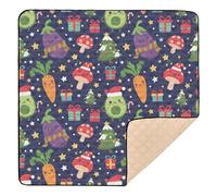 Christmas Navy Cute Veggie Elements Large Sturdy Baby Play Mat for Floor Comfortable Travel Play Mat for Baby Kids Toddlers Infants, 50'' x 50''