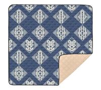 Christmas Navy White Abstract Shapes Large Sturdy Baby Play Mat for Floor One-Piecing Padded Baby Mat for Baby Kids Toddlers Infants, 50'' x 50''