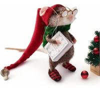 Christmas Needle Felted Mouse, Christmas Wool Felt Mouse Ornament, Halloween Christmas Decor, Felt Mice Figurine, Needle Felted Christmas Mouse Doll Decorations (Full of Christmas Spirit)