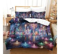 Christmas Neon Lights Duvet Cover Digital Printing Quilt Cover Simple Design Beds Set with Pillowcase Bedding Double（200x200cm）