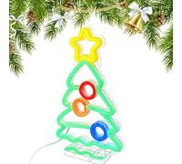 Christmas Neon Sign - Christmas Tree LED Neon Light, Decorative Tabletop Art Lamp, USB Powered Flexible Light Sign for Mantel Fireplace Stair Outdoor Porch Railing Holiday Apartment