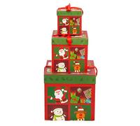 Christmas Nest Boxes | Christmas Gift Boxes | Party Box | Cardboard Box Decorations | Stacked Christmas Box with Lid and Bow | 3 Assorted Sizes