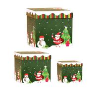 Christmas Nesting Boxes, Cardboard Gift Containers, 8.66x8.66 Inches Stacked Box Set with Lids, Decorative Holiday Storage with Ribbon, Assorted Sizes for Wrapping, Display, Decor