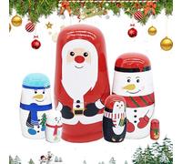 Christmas Nesting Dolls - 2.48 inch Wooden Handmade Stacking Doll Set Cute Russian Style Toy for Holiday Decor, Birthday Gifting with Educational Fun, Collectible Figurines for Kids & Home, Painted