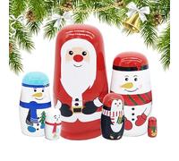 Christmas Nesting Dolls for Kids - Wooden Handmade Stacking Doll Set, Christmas Nesting Dolls for Holiday Display, Cute Decorative Playset Search Box Words, Easy-to-Open Stacking Function Words