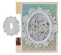 Christmas Nesting Oval Snowflake Frame Metal Die Cuts,Merry Christams Oval Snowflake Frame Cutting Dies Cut Stencils DIY Scrapbooking Decorative Embossing Paper Scrapbooking Card Making
