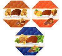 Christmas & New Year Assorted Chocolate Crisps 162g - Mix of Dark, Salted Caramel & Orange Honeycomb flavours - Ezbts (3 x Box, Random Mixed)