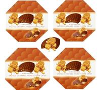 Christmas & New Year Assorted Chocolate Crisps 162g - Mix of Dark, Salted Caramel & Orange Honeycomb flavours - Ezbts (4 x Box, Chocolate Salted Caramel Honeycomb Crisp)
