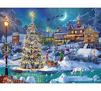 Christmas Night Diamond Painting Kits，5D DIY Diamond Art Kits Full Drill Crystal Rhinestone Arts and Crafts, Gem Art Paint with Diamonds for Home Wall Decor12X16Inch