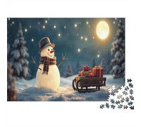 Christmas Night Jigsaw Puzzles Puzzles for Adults Kids. 1000 Piece Snowman Whimsical Challenge Toy Educational Games Home Decoration for Educational Games Gifts 1000pcs (75x50cm)