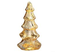 Christmas Night Lights Tabletop Decor Glass Christmas Tree with Warm LED Lighting for Holiday Home Decoration Mantel Centrepiece Bedroom Living Room(C)