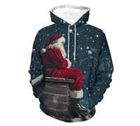 Christmas Night Moon Snowflake Men's Sweatshirt Lightweight Pullover Hoodie with Pocket Casual Sweatshirts for Women