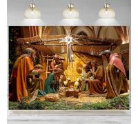 Christmas Night Stars Backdrop Holy Family Birth Background Photographic Nativity Decoration Religious Church Banner 300x200cm