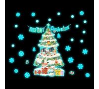 Christmas Night Wall Stickers - Removable Blue Window Sticker, Glow in the Dark Snowflake Sticker for Home, Bedroom, Offices, Shops, Doors